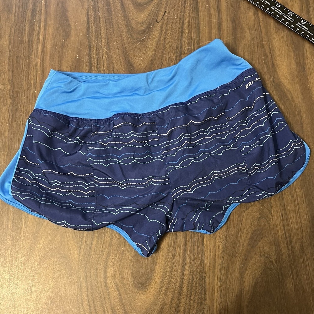 Nike Dri-FIT Blue Wave Print Running Shorts Womens XS Performance Athletic - Picture 8 of 9